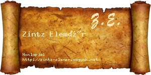 Zintz Elemér névjegykártya