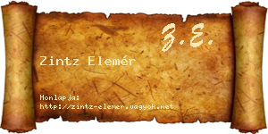 Zintz Elemér névjegykártya